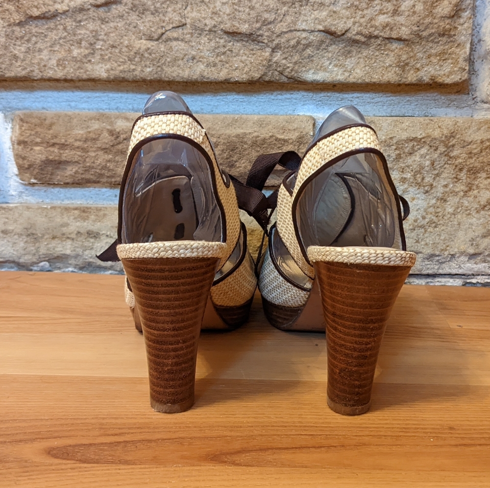 Raymon Tenza Woven Tie Sling Back Sandal Heels 8.5 M - Picture 6 of 8